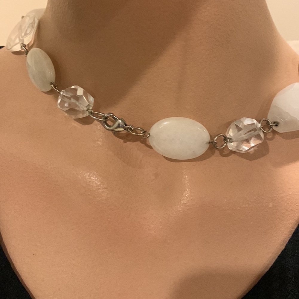 White Statement Necklace - image 3